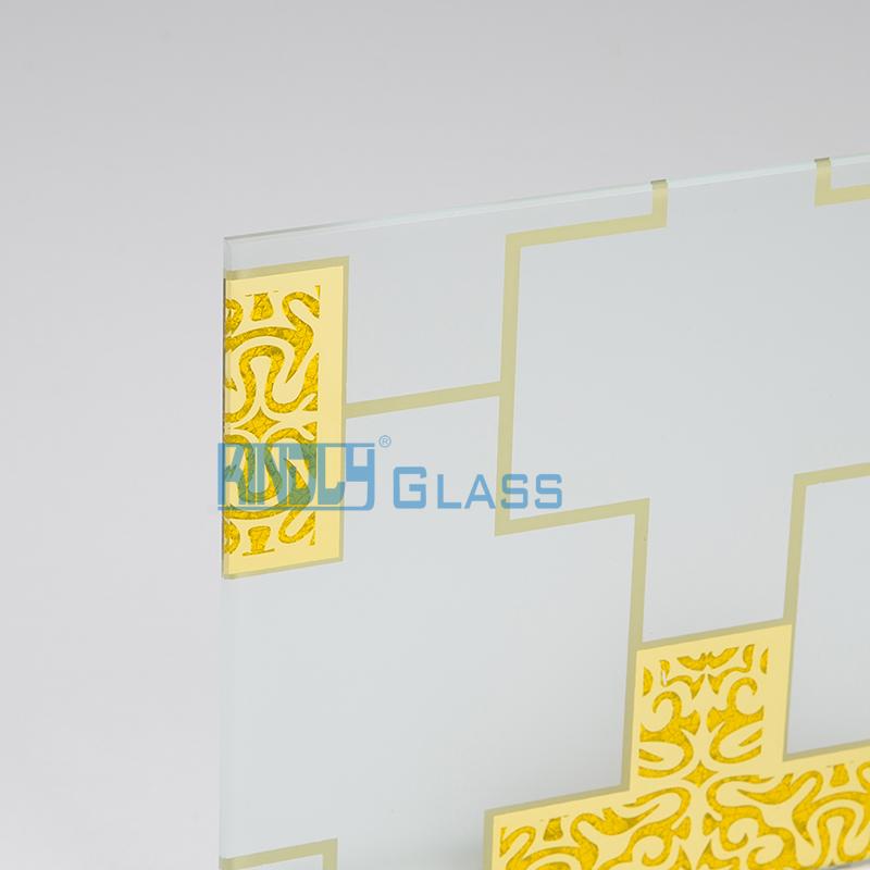 24K Glod Coated + Pickling Glue Chip Jacquard Glass B